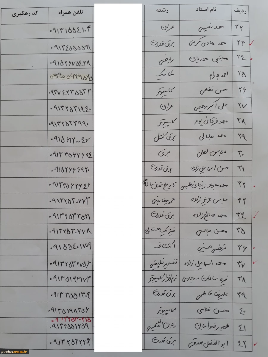 شماره تلفن اساتید2