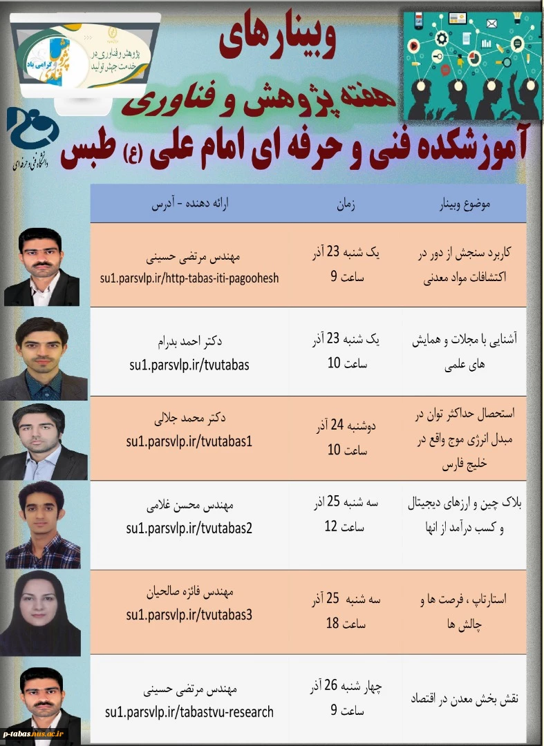 وبینارهای هفته پژوهش و فناوری آموزشکده فنی طبس 2